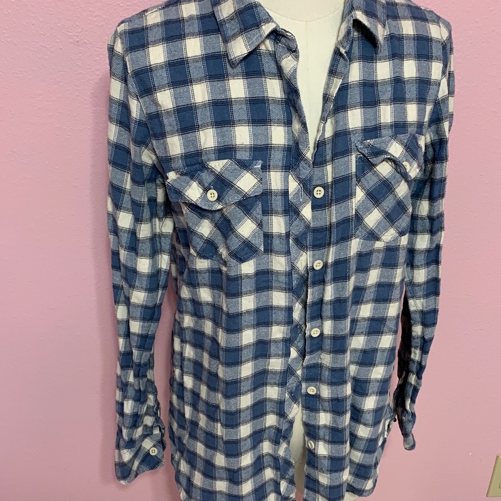 Volcom Blue and White Plaid Button-Up Shirt - Picture 3 of 9